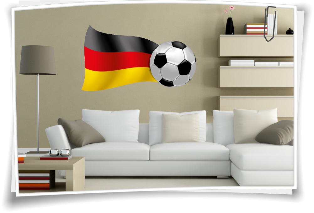 WM Medianlux-Shop Deutschland Fußball EM Fahne – Wandtattoo Sport Flagge Wandbild