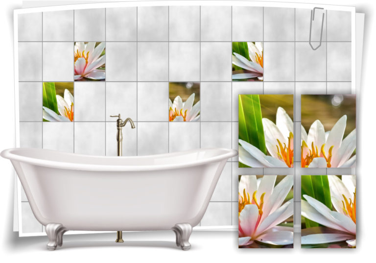 Fliesenaufkleber Fliesenbild Blumen Seerose SPA