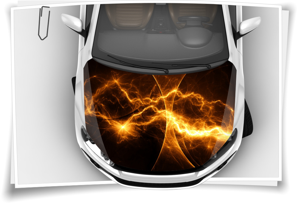 Blitz Flamme Energie Feuer Motorhaube Auto-Aufkleber Steinschlag