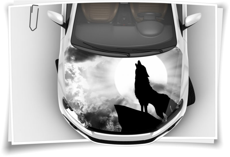 Wolf Mond Nacht Hund Motorhaube AutoAufkleber SteinschlagSchutzFolie